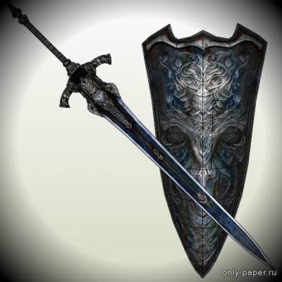 Сборная бумажная модель / scale paper model, papercraft Dark Souls - Greatsword And Shield Of Artorias 