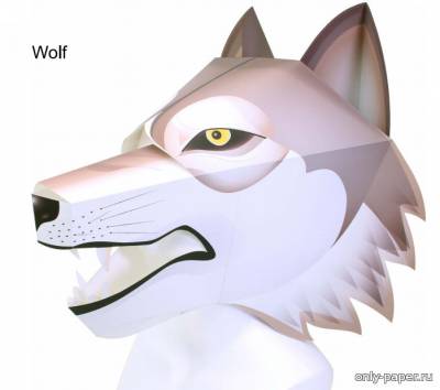 Модель маски волка из бумаги/картона