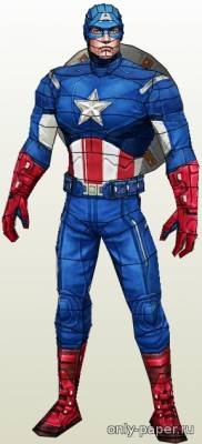Сборная бумажная модель / scale paper model, papercraft Капитан Америка / Captain America (Marvel Comics) 