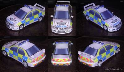 Сборная бумажная модель / scale paper model, papercraft Mitsubishi Lancer Evolution IX Gloucestershire Police Roads Policing Unit ANPR Intercept Car 