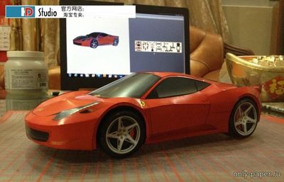 Сборная бумажная модель / scale paper model, papercraft Ferrari 458 Supercar 