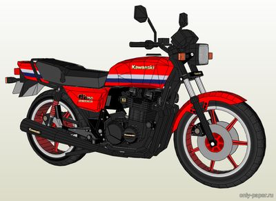 Модель мотоцикла Kawasaki GPZ 750 из бумаги/картона