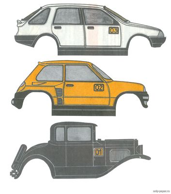 Сборная бумажная модель / scale paper model, papercraft Контурные модели автомобилей (Левша 2002-05) 