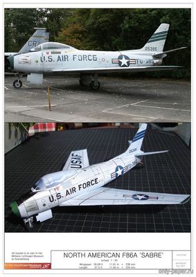 Сборная бумажная модель / scale paper model, papercraft F-86 Sabre (Gahm) 