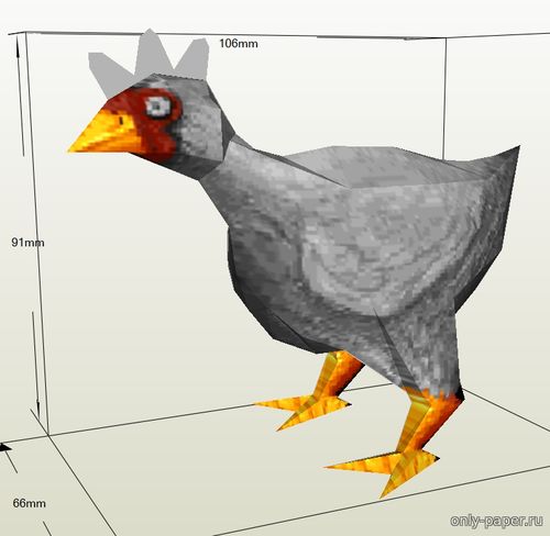 Сборная бумажная модель / scale paper model, papercraft Курица / Chicken (Counter Strike) 