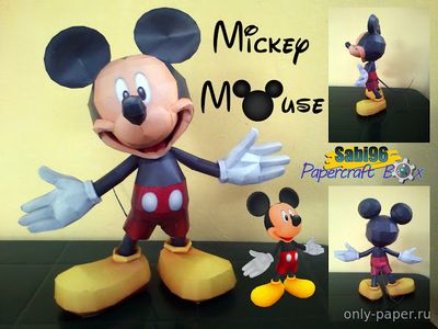 Сборная бумажная модель / scale paper model, papercraft Микки Маус / Mickey Mouse [Sabi96] 