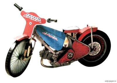 Модель мотоцикла для спидвея Jawa 884.6 из бумаги/картона