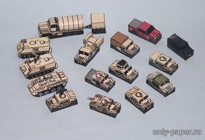 Сборная бумажная модель / scale paper model, papercraft US Army And USMC Vehicles Set [PR Models] 