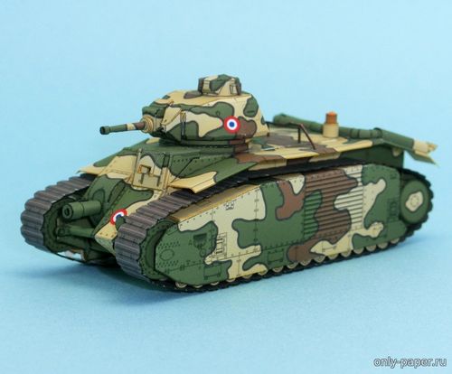 Модель среднего пехотного танка Char B1 bis из бумаги/картона