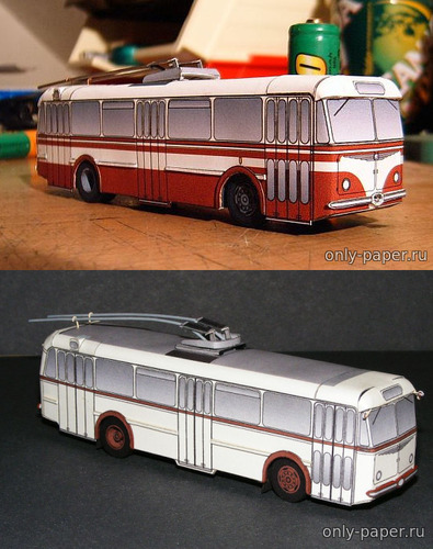 Модель троллейбуса Skoda 8Tr из бумаги/картона