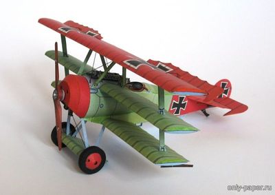 Модель самолета Fokker Dr.I из бумаги/картона