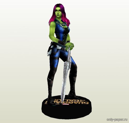 Сборная бумажная модель / scale paper model, papercraft Гамора / Gamora (Marvel Comics) 