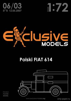 Сборная бумажная модель / scale paper model, papercraft Polski Fiat-614 (Exclusive Models 06/03) 