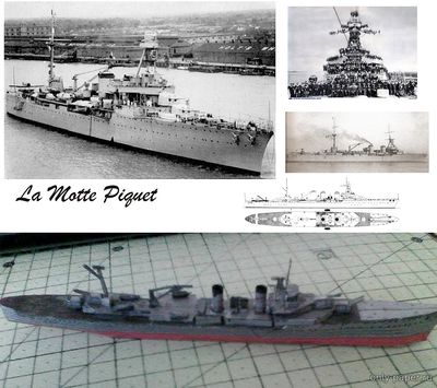 Модель легкого крейсера La Motte Picquet из бумаги/картона