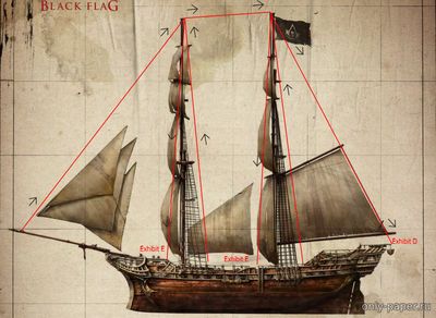 Сборная бумажная модель / scale paper model, papercraft Jackdaw Ship (Assassin's Creed IV: Black Flag) 