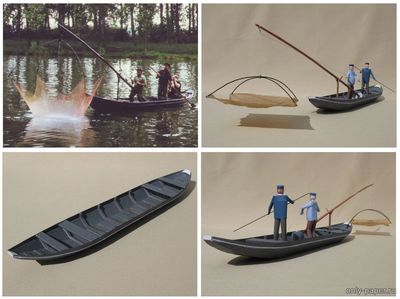 Модель рыбацкой лодки из бумаги/картона