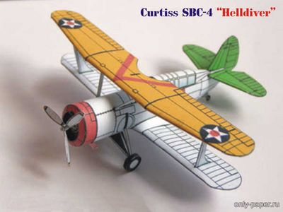 Сборная бумажная модель / scale paper model, papercraft Curtiss SBC-4 Helldiver (Kampfflieger + переработка Lief Ohlsson) 