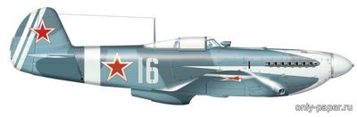 Модель самолета Як-9П из бумаги/картона