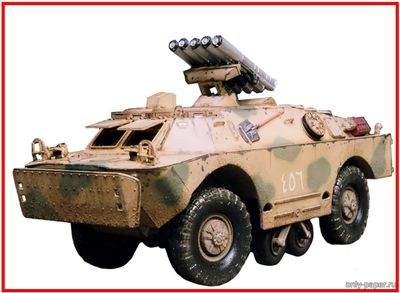 Модель бронеавтомобиля БРДМ-2 из бумаги/картона