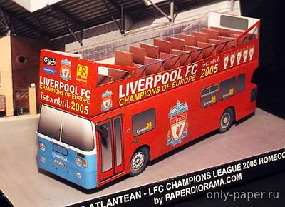 Сборная бумажная модель / scale paper model, papercraft Liverpool FC Champions League 2005 Homecoming Bus 