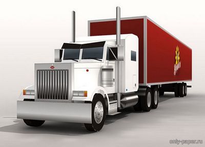 Модель тягача Peterbilt 379 Semi Truck и полуприцепа из бумаги