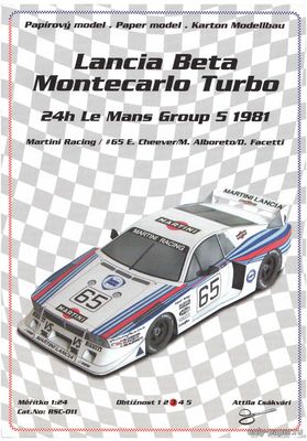 Модель автомобиля Lancia Beta Montecarlo Turbo из бумаги/картона