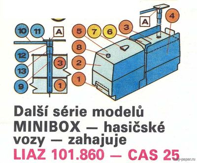 Сборная бумажная модель / scale paper model, papercraft Liaz 101.860 - CAS-25 [ABC 1989-24] 