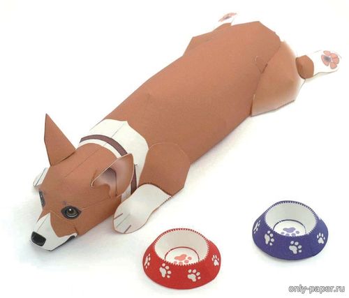 Модель пса породы Вельш Корги из бумаги/картона
