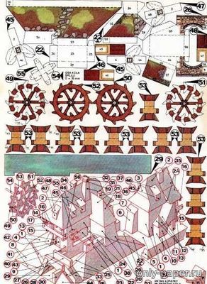 Сборная бумажная модель / scale paper model, papercraft Водяная мельница / Vodni mlyn (ABC 24/1976) 