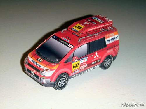 Сборная бумажная модель / scale paper model, papercraft Mitsubishi Delica D5 Dakar 2007 #637 