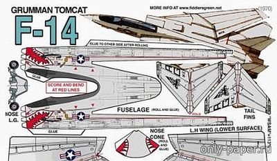 Модель самолета Grumman F-14 Tomcat из бумаги/картона