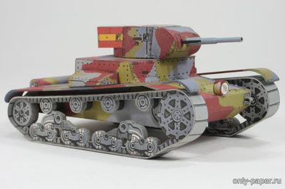 Модель легкого пехотного танка Т-26 из бумаги/картона