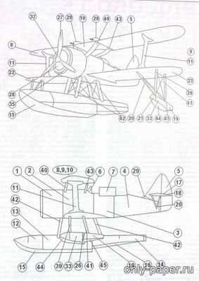Модель самолета Бе-2 из бумаги/картона