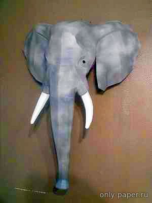 Модель головы слона из бумаги/картона