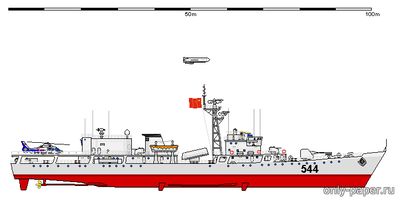 Модель фрегата класса Jianghu тайских ВМС из бумаги/картона