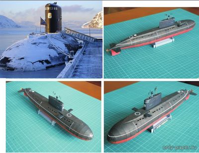 Модель подводной лодки Б-808 «Ярославль» из бумаги/картона