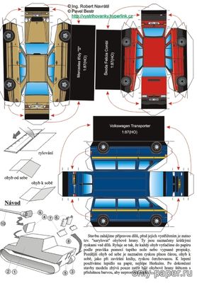 Сборная бумажная модель / scale paper model, papercraft Mercedes,Skoda,Volkswagen Transporter,Tank (Bestpapermodels) 