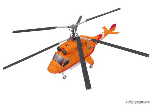 Модель двухвинтового вертолета из бумаги/картона