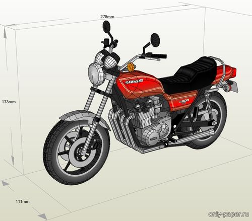 Модель мотоцикла Kawasaki KZ900LTD из бумаги/картона