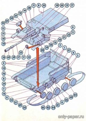 Сборная бумажная модель / scale paper model, papercraft АСУ-57 / ASU 57 (ABC 4/1986) 