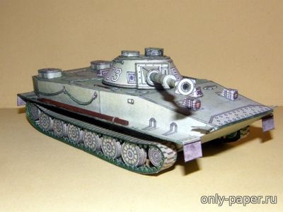 Сборная бумажная модель / scale paper model, papercraft Obojzivelny tank PT-76 [ABC 1985-16] 