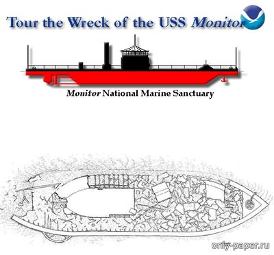 Сборная бумажная модель / scale paper model, papercraft USS Monitor [Models'n'Moore] 