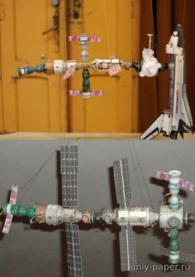 Модель МКС и челнока Endeavour/ISS raketoplаn Endeavour из бумаги
