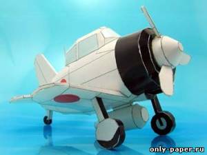 Модель самолета Mitsubishi A6M Zero type 21 из бумаги/картона