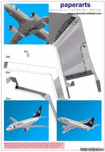 Сборная бумажная модель / scale paper model, papercraft Boeing 737-500 Lufthansa 