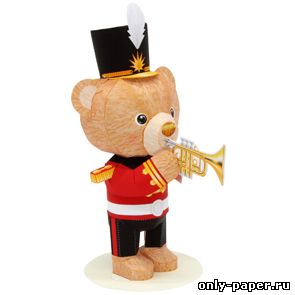 Сборная бумажная модель / scale paper model, papercraft Мишка Тедди с трубой \ Teddy Bear with Trumpet 