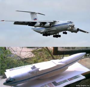 Модель самолета Ил-76ТД из бумаги/картона