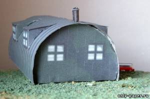 Сборная бумажная модель / scale paper model, papercraft Металлический барак / WW2 Nissen hut 