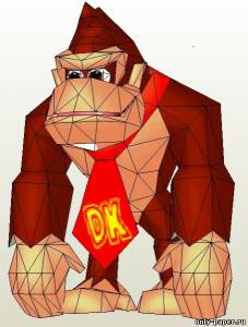 Модель обезьяны Донки Конг из бумаги/картона