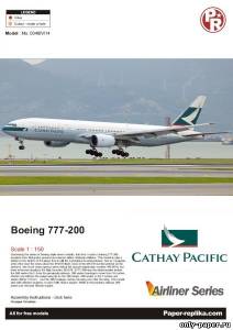 Сборная бумажная модель / scale paper model, papercraft Boeing 777-267 Cathay Pacific [Julius Perdana - Christopher Roden] 